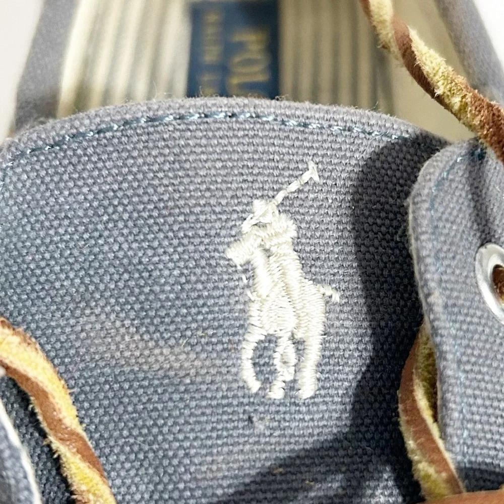 Polo by Ralph Lauren Sander Canvas Lace Up Sneakers Round Toe Polo Branding 🩵🩶